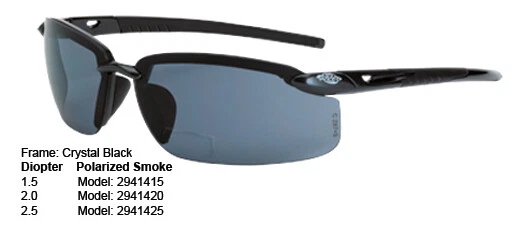 Crossfire ES5 Polarized Smoke Reader Lens, Crystal Black Frame - Image 1 of 1