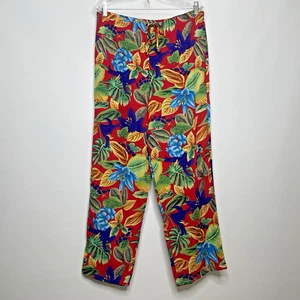 Vintage 80s Impressions Red Floral Tropical Hawaiian Beach Lounge Pants Size S - Bild 1 von 5