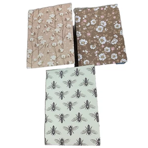 Set of 3 Notepads with Handmade Cover Bumblebees Cotton Flowers Farmhouse 4x5.25 - Picture 1 of 7