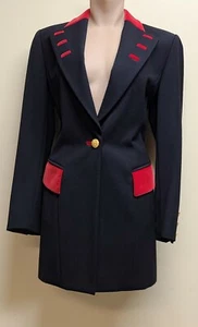 Chaqueta negra vintage Escada Margaretha Ley Schurwolle con acento rojo, talla mediana,  - Imagen 1 de 7