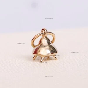 14k Solid Gold Mini UFO Charm Pendant You Can Attached for Necklace, Hoop Huggie - Picture 1 of 12