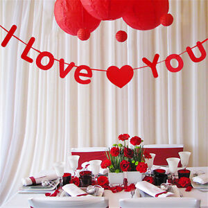 1x I Love You Paper Garland Wedding Hanging Decor Valentine Day Bunting Banner