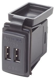 Blue Sea Dual USB 4.8A Charger Port 12/24vDC Switch Mount