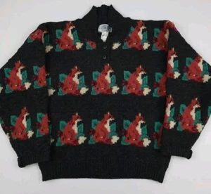 Vintage 80er Fuchs Muster Wolle Strick Pullover Vintage dick selten Millers Outdoor Tier - Bild 1 von 6