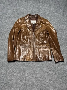 Wilsons Leather Maxima echt braun Leder Full Zip gefüttert Moto Jacke Gr. L Vintage - Bild 1 von 5