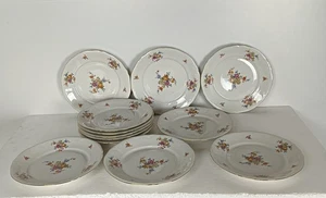 set of 12 dinner Plates Vintage Mitterteich Bavaria US Zone flower pattern lovel - Picture 1 of 8