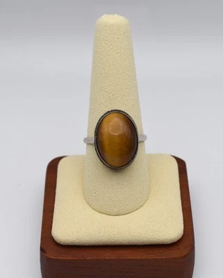 Anillo de plata ojo de tigre talla 9,25 Foto 1 de 4