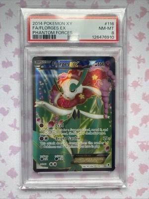 2014 POKEMON XY PHANTOM FORCES #116 FULL ART/FLORGES EX PSA 8 - Image 1 of 2