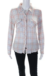 Rails Womens Plaid Button Down Long Sleeves Blouse Pink Sky Blue Size Extra Smal - Picture 1 of 6