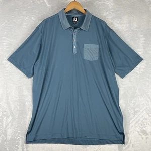 FootJoy Shirt Mens 2XL Golf Polo Blue Green Logo Short Sleeve Performance - Picture 1 of 7