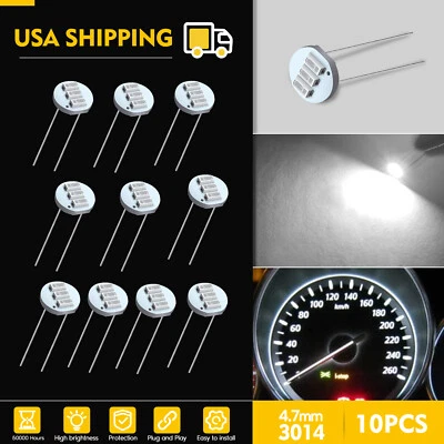 10x 4.7mm White 3SMD LED Bulb Instrument Panel Cluster Speedometer Light For GMC - Image 1 of 4
