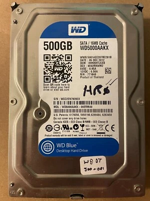 WD 500G 3.5 WD5000AAKX-00ERMA0  DCM: HHNNHTJCEB DOM:05 Dec 2012 - TestedWorking! - Image 1 of 2