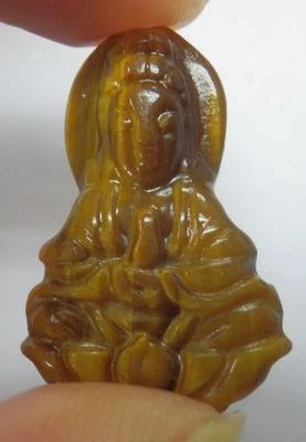 Tiger's Eye Stone Carving Pendant Guanyin 3.1 gram 24x16x5 mm - Image 1 of 4