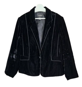 Lane Bryant Crushed Velvet Blazer Jacket Women 22 Black Lined Boho Glam Holiday - Picture 1 of 8