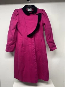 Vintage Classic Rothschild Coat Size 14 Christmas Wool Pink & Black Made In USA - Picture 1 of 15