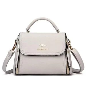 Satchel Top Handle Handbag For Women Designer Leather Shoulder Purse Cream - Picture 1 of 7