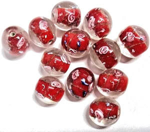 12 Stunning Handmade Lamp-work Glass Beads Vibrant Red, Flowers & Celtic Roses - Picture 1 of 4