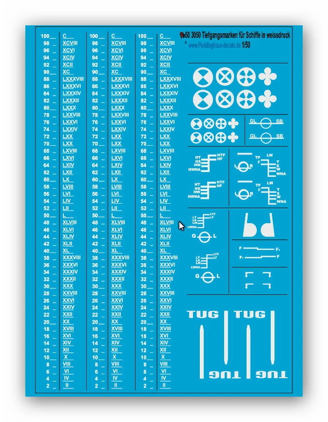 Peddinghaus 3050 1/50 Marchi Di Immersione In Bianco - Immagine 1 di 1