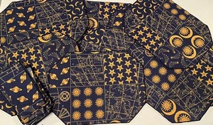 Set Of 11 Celestial Sun Moon Stars Space Cotton Placemats Napkins Constellations - Picture 1 of 6