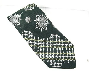HOWLAND Green White Yellow NECK TIE Vintage Necktie 100% International Polyester - Picture 1 of 6