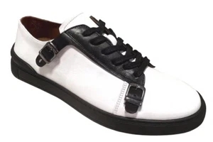 Tenis con cordones de cuero blanco/negro para hombre 6630 - Imagen 1 de 5