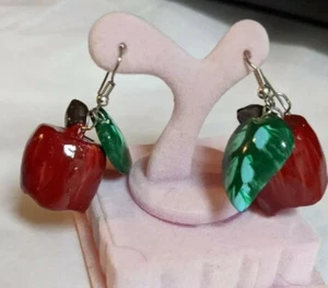Tiger Lily wooden Earrings - Apples - Picture 1 of 3