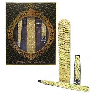 Manicure Gift Set Tweezers Nail File Toe Clippers Girls Women Gold Glitter Xmas - Picture 1 of 6