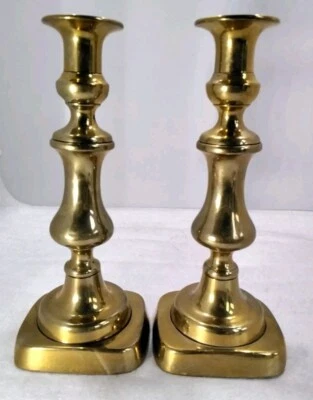 Pair Vintage Brass Candlesticks Candle Holders Home Decor Damaged See Descript - Image 1 of 4