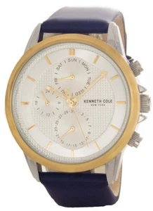 Kenneth Cole Multifunction Silver Dial Blue Leather Men's Watch KC50687004 - Picture 1 of 2