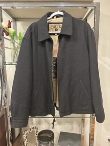 MADISON CREEK XL Gray WOOL BLEND Zip Front Collared Coat JACKET Cotton Lined - Picture 1 of 7