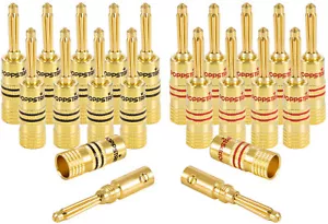 20x fiche banane à visser, pour câble d'enceinte (jusqu'à 4 mm²), dorés 24carats - Foto 1 di 6
