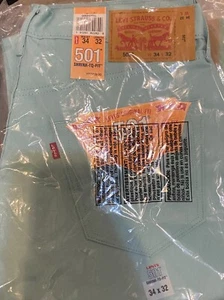 Levis 501 Shrink To Fit Button Fly Jeans Color Gulf Blue 005012595 34/32 NEW - Picture 1 of 1