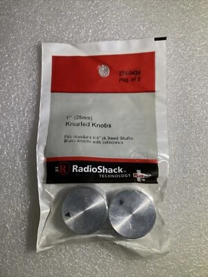 Radio Shack Silver-Tone 1” Knurled Knobs (Pack of 2) 274-0424 New, Ships Free! - Image 1 of 4