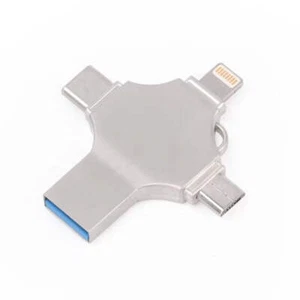 Cross 4 in 1 128GB 8 Pin + Micro USB + USB-C / Type-C + USB 3.0 Metal Flash Disk - Afbeelding 1 van 9