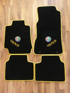 Alfombrillas terciopelo para Alfa Romeo Giulia desde 2016 negro amarillo - Imagen 1 de 1