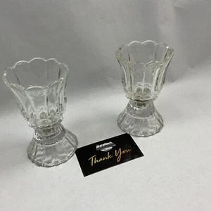 Homco Home Interiors Glass Tapered Design Votive Holders Set of 2 With Bases - Picture 1 of 10