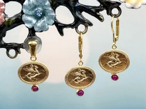 TAGLIAMONTE (2258E,2280P) 925SS/YGP Cameo Earrings & Pendant Set*Reg.$175 - Picture 1 of 4