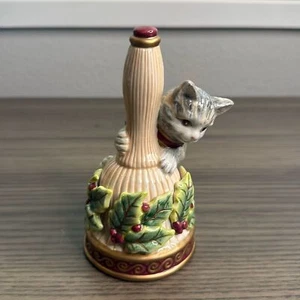 Fitz and Floyd Kitten Christmas Holiday Bell Holly Mistletoe - Picture 1 of 4