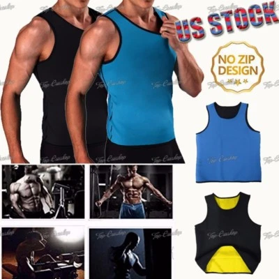 Neoprene Men Body Shaper Gym Slimming Sweat Shirt Sauna Yoga Vest T-shirt XS-5XL