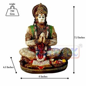 Hand Carved Lord Ramayan Hanuman Resin Idol Sculpture Statue Size 7.5 inches