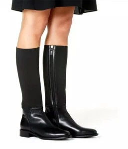 NEU AQUATALIA Nanina Kalbsleder hohe Reitstiefel Kaschmir elastisch schwarz 6 525 $ - Bild 1 von 5