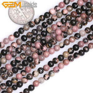 Natural Gemstone Black Rhodonite Round Loose Spacer Beads For Jewellery Making
