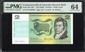Australia 2 TWO Dollars P38a R81 1966 Coombs Wilson PMG64 Choice UNC Banknote - Picture 1 of 2