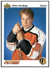 1991-92 UPPER DECK PETER FORSBERG RC ROOKIE HOCKEY CARD # 64 Philadelphia Flyers
