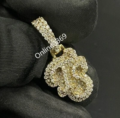 Colgante con letra "TS" pequeño personalizado para hombre en plata 925 moissanita y circonita cúbica Foto 1 de 4