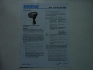 Shure microphones original manuals Beta 52A SM57