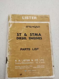 Lister ST & STMA Diesel Engines Parts List - Picture 1 of 4