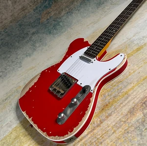 Relic Tele Electric Guitar Alsh Body Red Color Rosewood Fretboard Double Binding - Picture 1 of 6