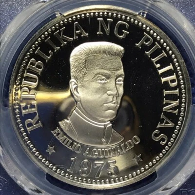 PCGS-PR 69 DCAM 1975-FM FILIPINAS -AGUINALDO 25 PISO PROOF MONEDA ALTA CALIDAD Foto 1 de 4