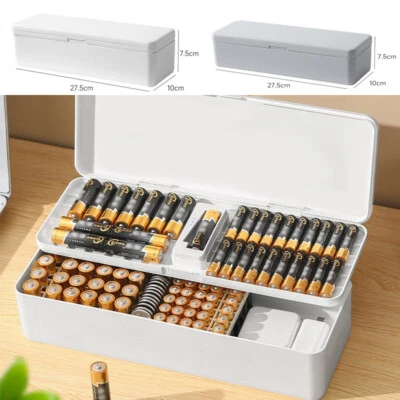 Battery Organizer Wear-resistant Battery Storage Box Bilayer Data Cable Case - Image 1 of 4